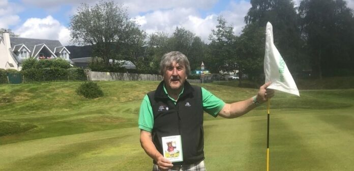 golfing enthusiast Laurie Skuodas with Draw UK’s card