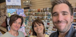 Greetings folk extol the beauty of cards this Christmas Greetings Today columnist Dave Langdon, pictured with Nic and Lisa at Celebrations Aylsham, appeared on BBC Radio Cambridgeshire