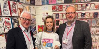 Out of the Blue Studios adds a touch of magic at Harrogate Spread a Smile visit manager Amy Berry with Out of the Blue Studios MD Clive Rubin (left) and sales director & co-owner Pete Rawlingson