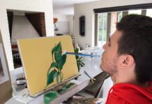 Turning adversity into art Henry Fraser painting leaves