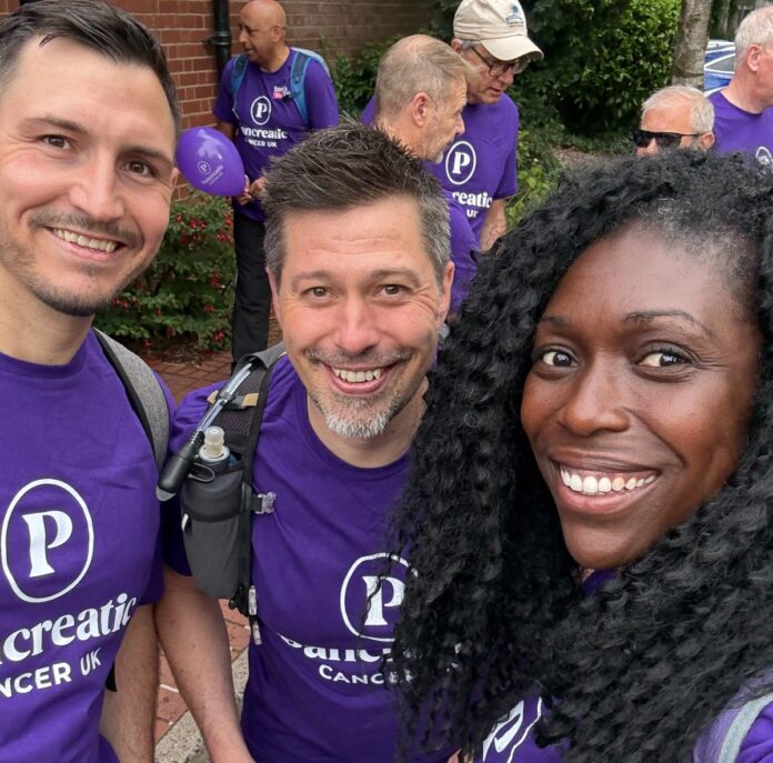 (l-r) Jon Davies, Adriana Lovesy and David Falkner